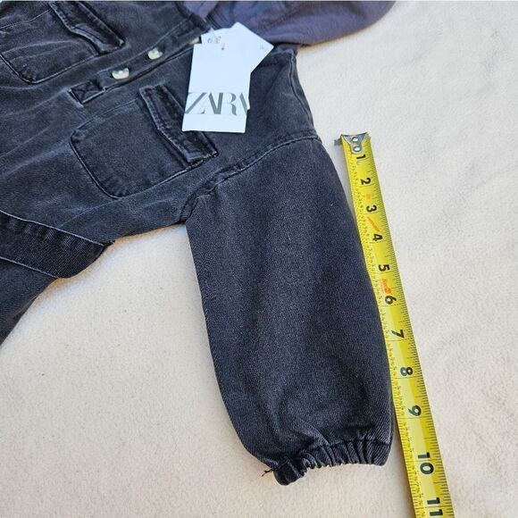 Zara Hooded Denim Overshirt with Long Sleeves Size 12-18 Months - Picture 4 of 11